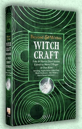 picture showing a copy of Beyond & Within Witchcraft, edited by Marie O'Regan and Paul Kane, standing against a pale green background