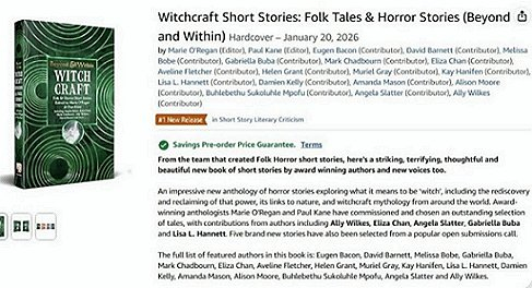 screenshot from amazon.com showing Beyond & Within Witchcraft, edited by Marie O'Regan and Paul Kane, showing an orange #1 Bestseller flag