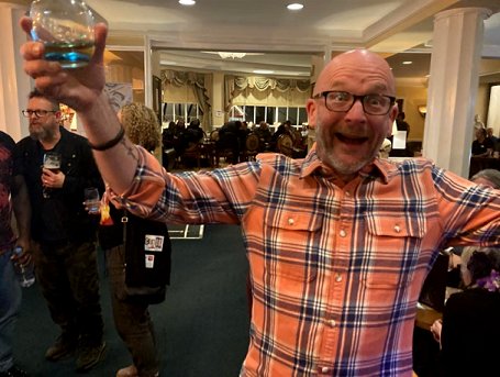 Tim Lebbon raises a glass at ChillerCon UK