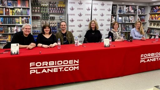 L to R: Paul Kane, Marie O'Regan, James Brogden, Maura McHugh, Jen Williams and Catriona Ward