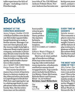 screenshot from Peterborough Telegraph - Books reviews, including Death Comes at Christmas, edited by Marie O'Regan and Paul Kane