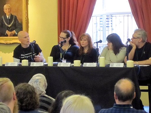 L to R: Adam Nevill, Angela Slatter, Lynda E. Rucker, Marie O'Regan and Paul Kane