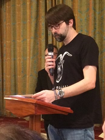 Joe Hill speaking at the BFS awards