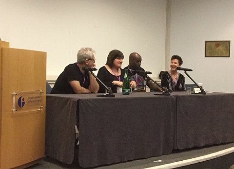 HWA UK AMA panel. L to R: Paul Kane, Marie O'Regan, C.C. Adams and Heide Goody