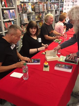 L to R: Christopher Fowler, Marie O'Regan, Adrian Cole