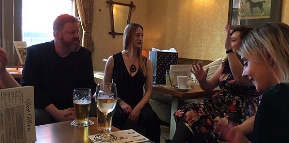 HWA Pub meet. Gareth L. Powell and Lydia Gittins