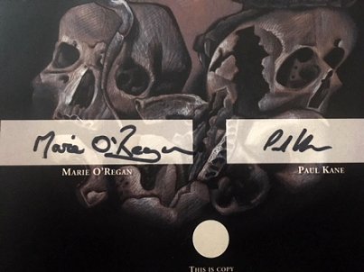 Signing sheets, signed by Marie O'Regan and Paul Kane