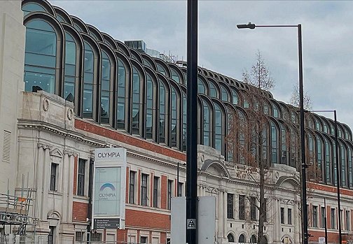 photograph showing the exterior of Olympia in London
