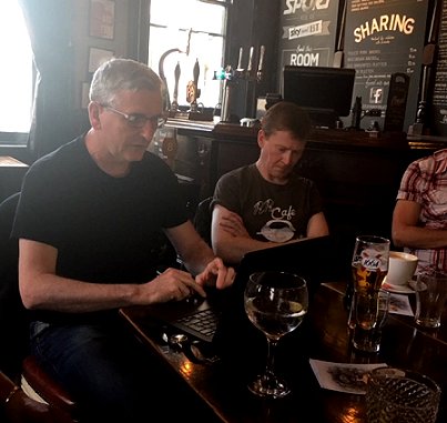 M.R. Carey reading from his forthcoming novel, 'Someone Like Me', at the last HWA UK Chapter pub meet