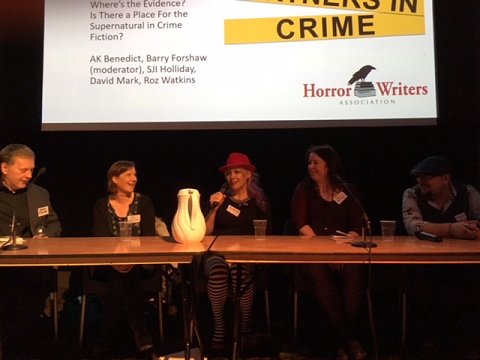 Partners in Crime Event. Where's the Evidence? Panel. L to R: Barry Forshaw, Roz Watkins, A.K. Benedict, SJI Holliday and David Mark