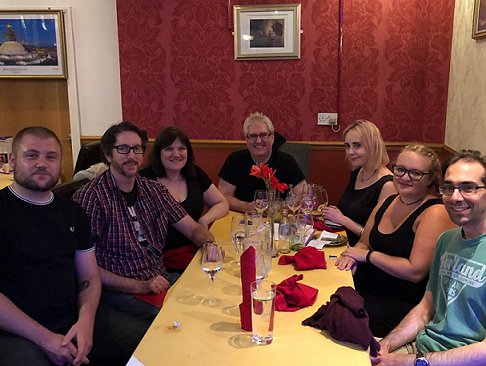 L to R: Gary Budden, Paul Tremblay, Marie O'Regan, Paul Kane, Lydia Gittins, Fran Dorricott, Daniel Godfrey