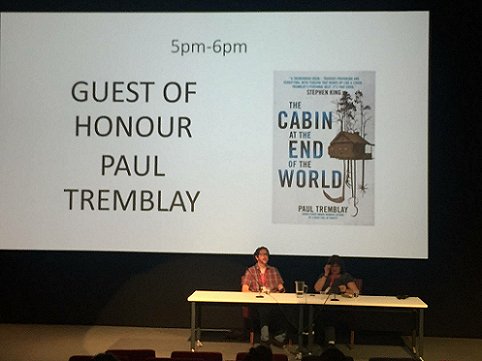 Guest of honour interview. L to R: Paul Tremblay and Marie O'Regan