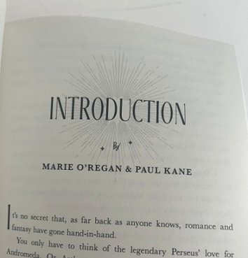 photograph of the Introduction page of The Secret Romantic's Book of Magic, edited by Marie O'Regan and Paul Kane