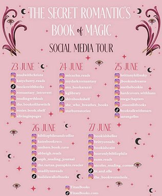 screenshot showing details of THE SECRET ROMANTIC'S GUIDE TO MAGIC social media tour, between 23 and 27 June 2025