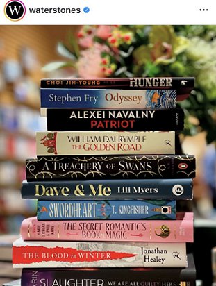 screenshot from waterstones.com. Image of a stack of books, including a copy of The Secret Romantic's Book of Magic, edited by Marie O'Regan and Paul Kane
