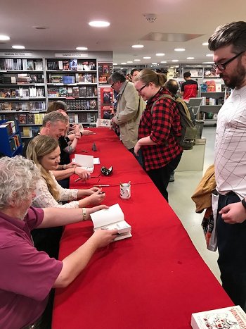 The signing queue for Wonderland - Robert Shearman, Catriona Ward, James Lovegrove
