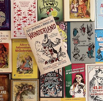 Display featuring Wonderland, edited by Marie O'Regan and Paul Kane