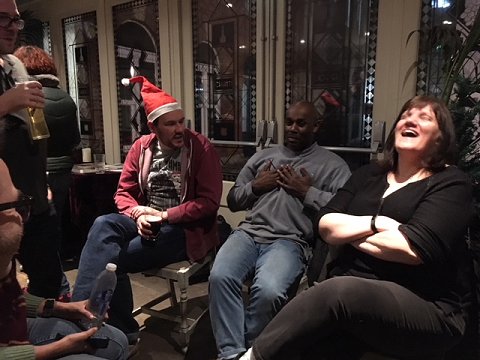 L to R (seated): Phil Sloman, CC Adams and Marie O'Regan